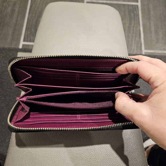 COACH Black Long Leather Wallet CLUTCH with Signature Front Buckles - Picture 6 of 7